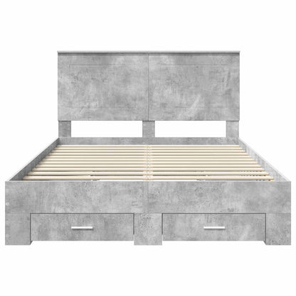 vidaXL Bed Frame Concrete Grey 140 x 190 cm Engineered Wood