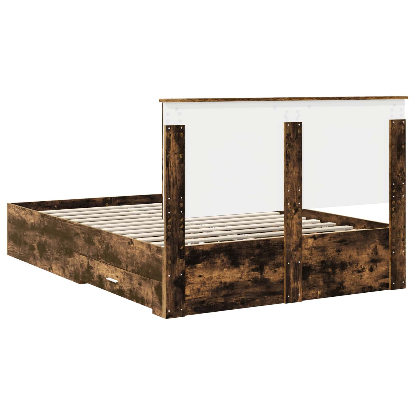 vidaXL Bed Frame with Drawer Smoked Oak 140 x 190 cm Engineered Wood