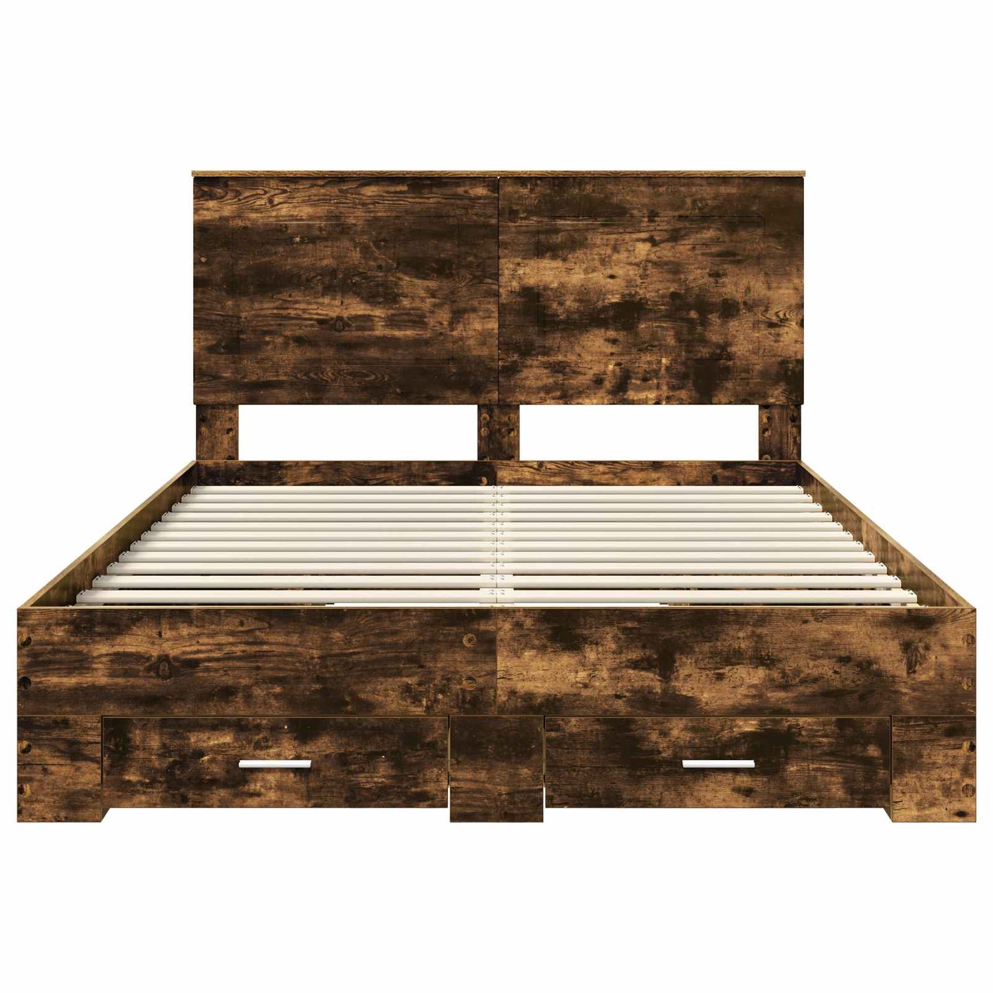 vidaXL Bed Frame with Drawer Smoked Oak 140 x 190 cm Engineered Wood