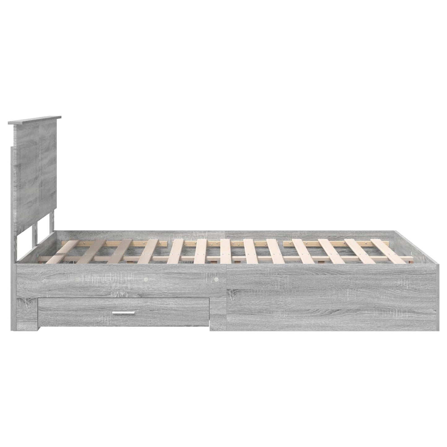 vidaXL Bed Frame with Drawer Grey Sonoma 140 x 190 cm Engineered Wood