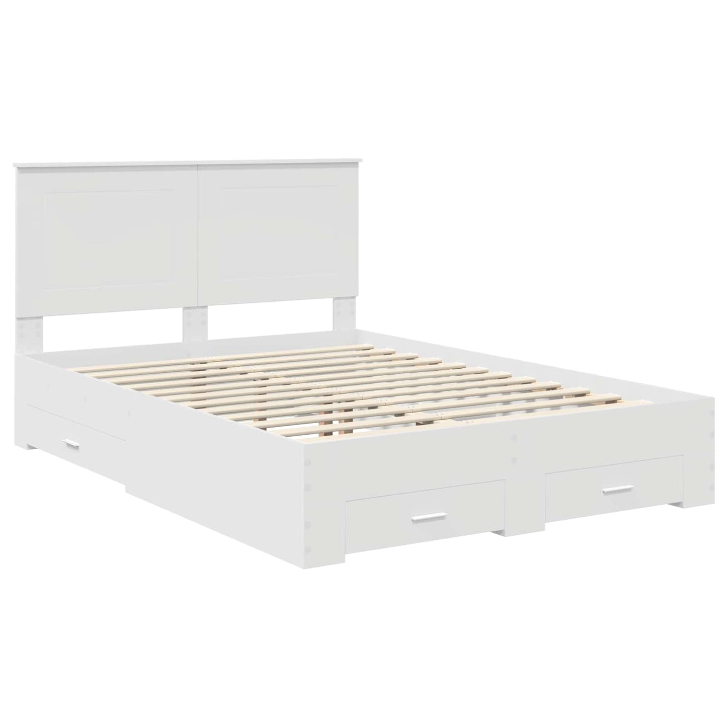 vidaXL Bed Frame with Headboard White 140 x 200 cm Engineered Wood