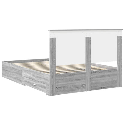 vidaXL Bed Frame with Drawer Grey Sonoma 140 x 200 cm Engineered Wood