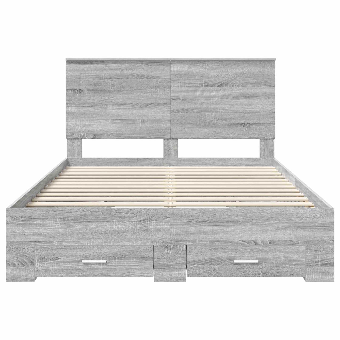 vidaXL Bed Frame with Drawer Grey Sonoma 140 x 200 cm Engineered Wood