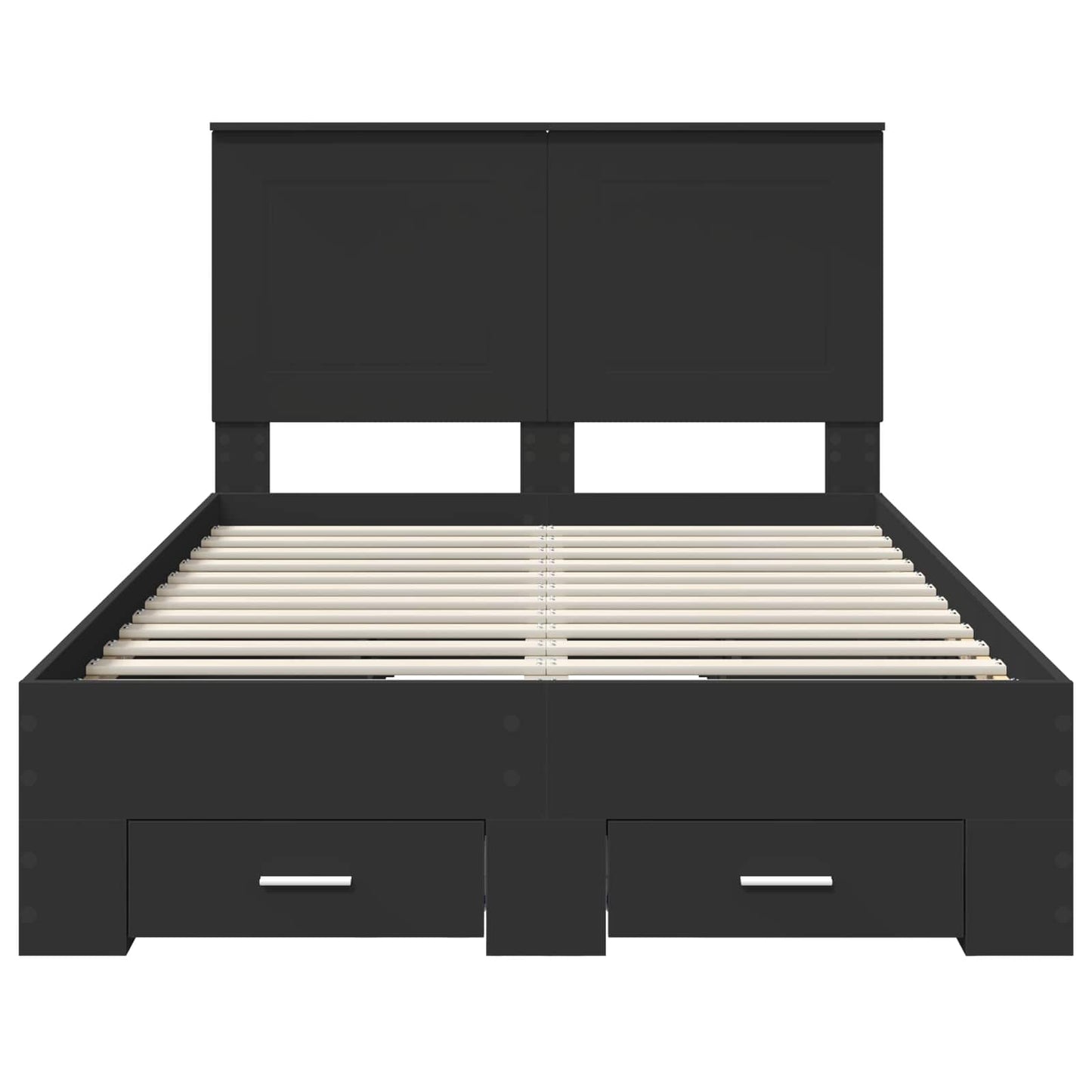 vidaXL Bed Frame with Headboard Black 135 x 190 cm Engineered Wood