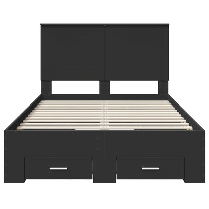 vidaXL Bed Frame with Headboard Black 135 x 190 cm Engineered Wood