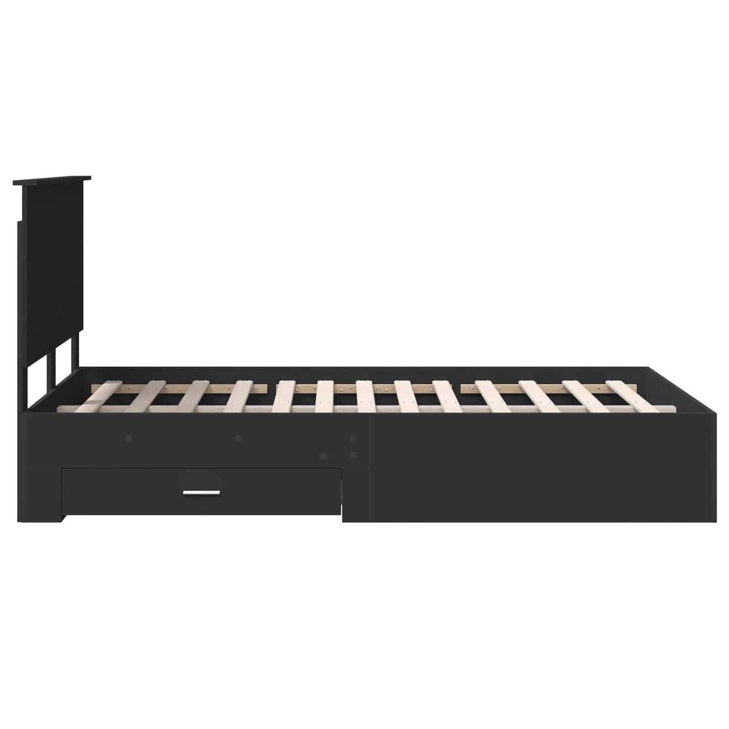 vidaXL Bed Frame with Headboard Black 135 x 190 cm Engineered Wood