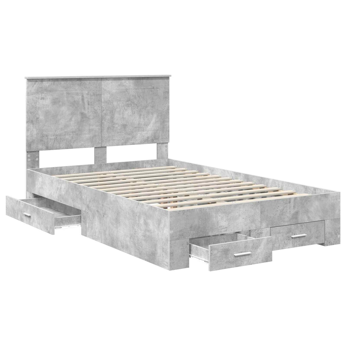vidaXL Bed Frame Concrete Grey 135 x 190 cm Engineered Wood