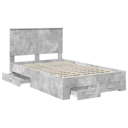 vidaXL Bed Frame Concrete Grey 135 x 190 cm Engineered Wood