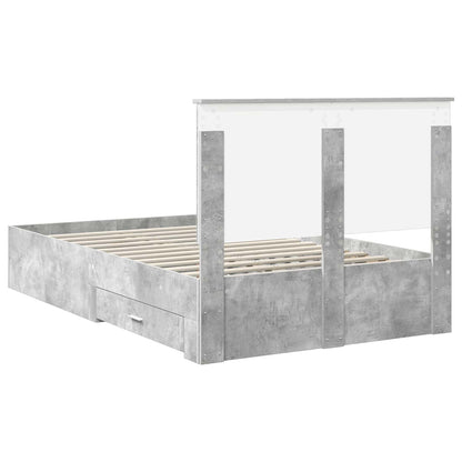 vidaXL Bed Frame Concrete Grey 135 x 190 cm Engineered Wood