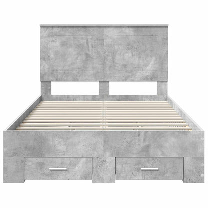 vidaXL Bed Frame Concrete Grey 135 x 190 cm Engineered Wood