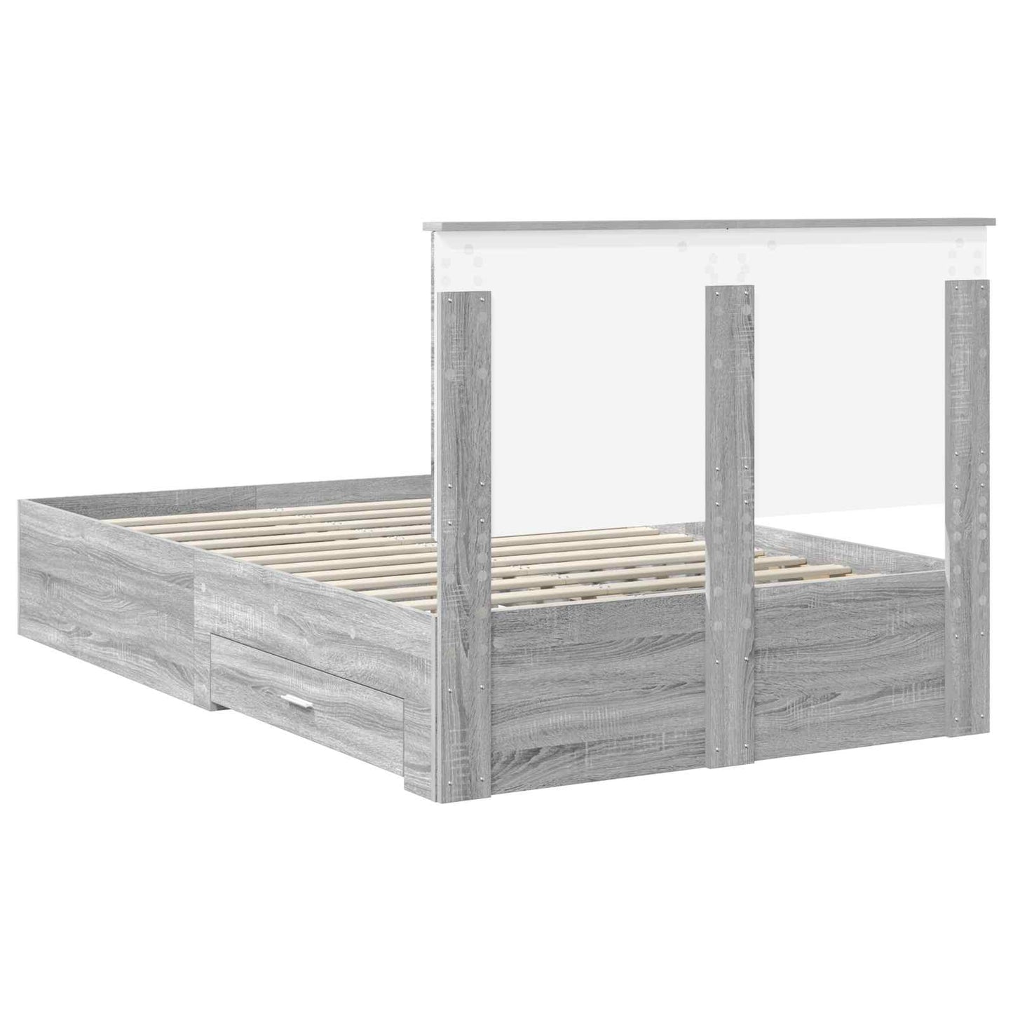vidaXL Bed Frame with Drawer Grey Sonoma 135 x 190 cm Engineered Wood