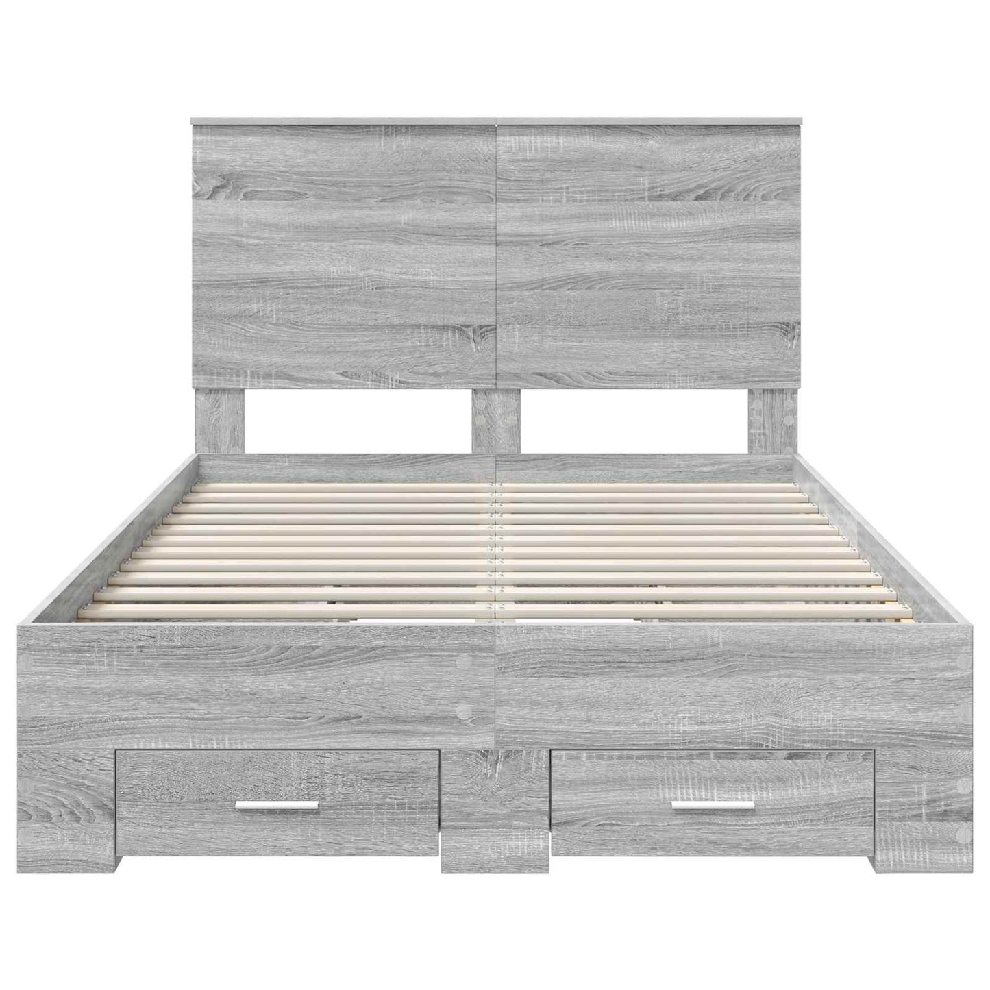 vidaXL Bed Frame with Drawer Grey Sonoma 135 x 190 cm Engineered Wood