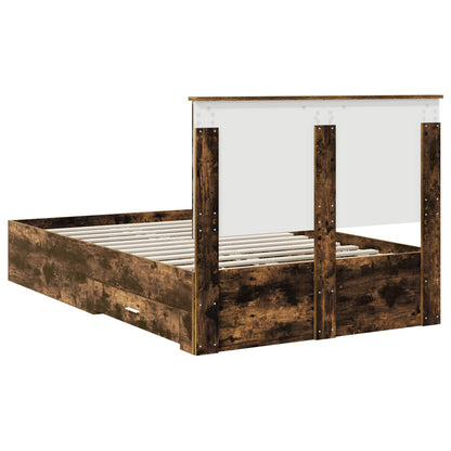 vidaXL Bed Frame with Drawer Smoked Oak 120 x 190 cm Engineered Wood