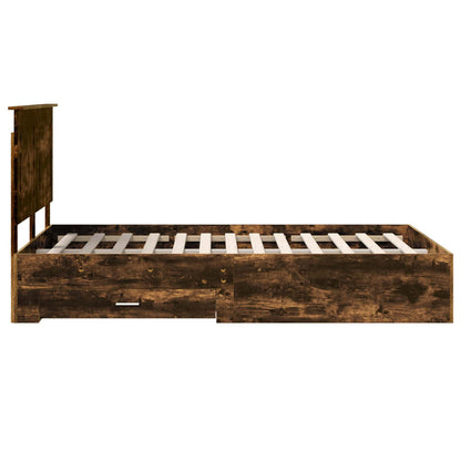 vidaXL Bed Frame with Drawer Smoked Oak 120 x 190 cm Engineered Wood