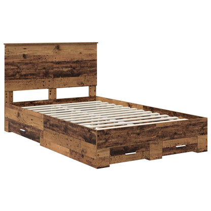 vidaXL Bed Frame with Headboard Old Wood 120 x 190 cm Engineered Wood