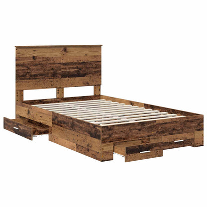 vidaXL Bed Frame with Headboard Old Wood 120 x 190 cm Engineered Wood