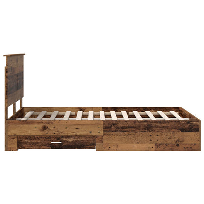 vidaXL Bed Frame with Headboard Old Wood 120 x 190 cm Engineered Wood