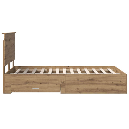 vidaXL Bed Frame with Drawer Artisan Oak 120 x 190 cm Engineered Wood