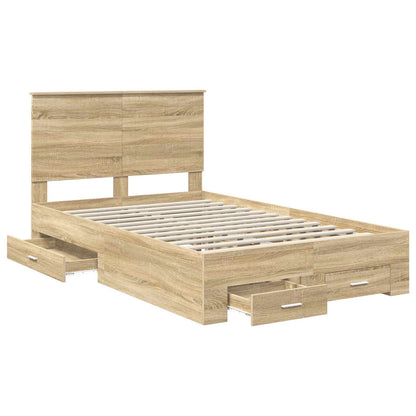 vidaXL Bed Frame with Drawer Sonoma Oak 120 x 200 cm Engineered Wood