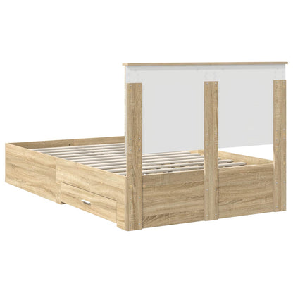 vidaXL Bed Frame with Drawer Sonoma Oak 120 x 200 cm Engineered Wood