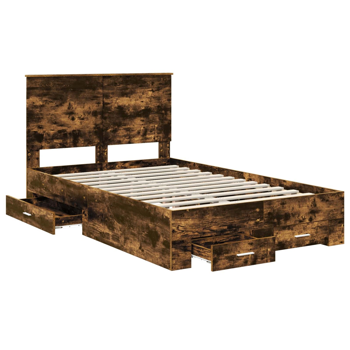 vidaXL Bed Frame with Drawer Smoked Oak 120 x 200 cm Engineered Wood