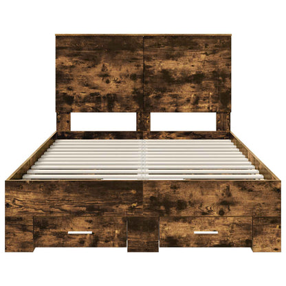 vidaXL Bed Frame with Drawer Smoked Oak 120 x 200 cm Engineered Wood
