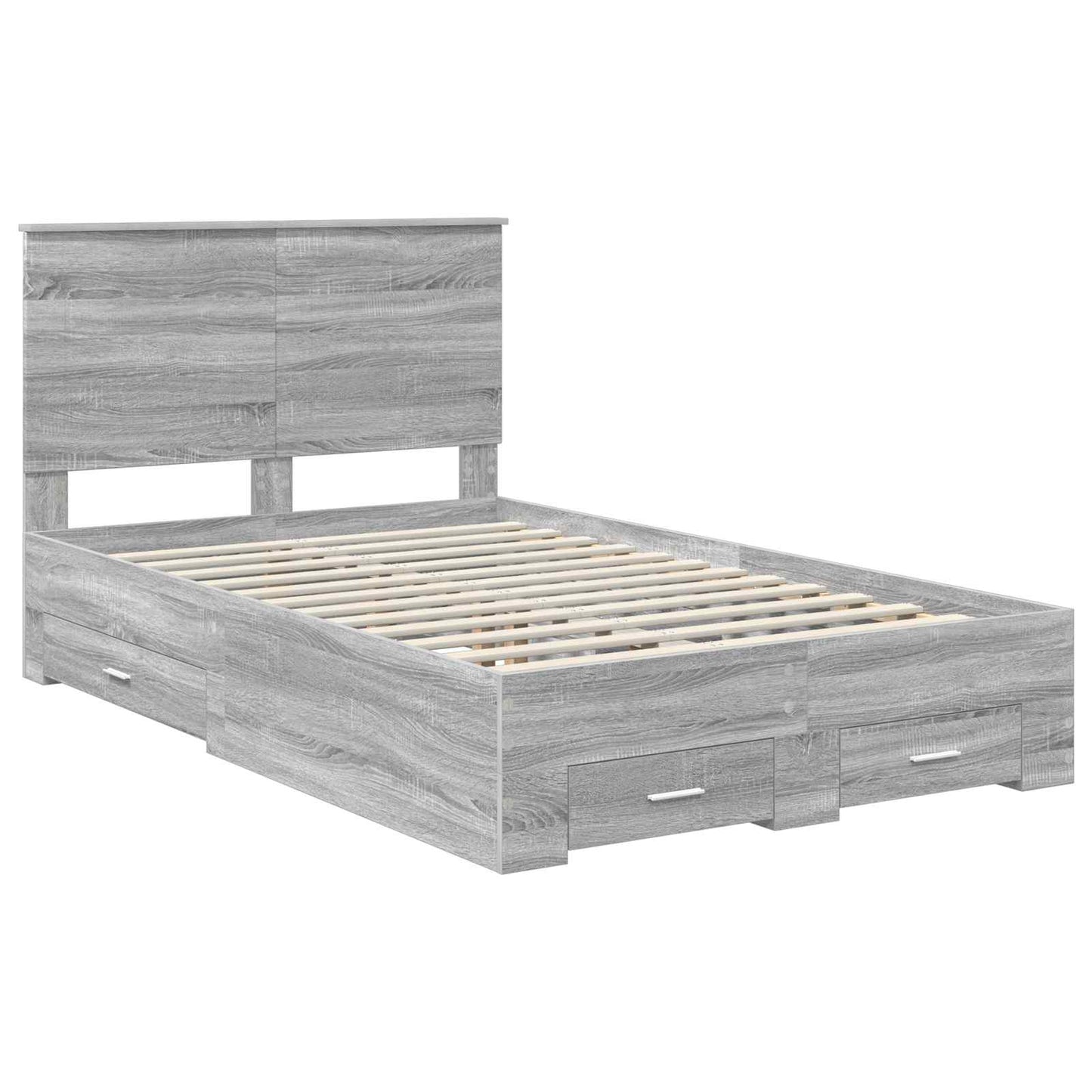 vidaXL Bed Frame with Drawer Grey Sonoma 120 x 200 cm Engineered Wood