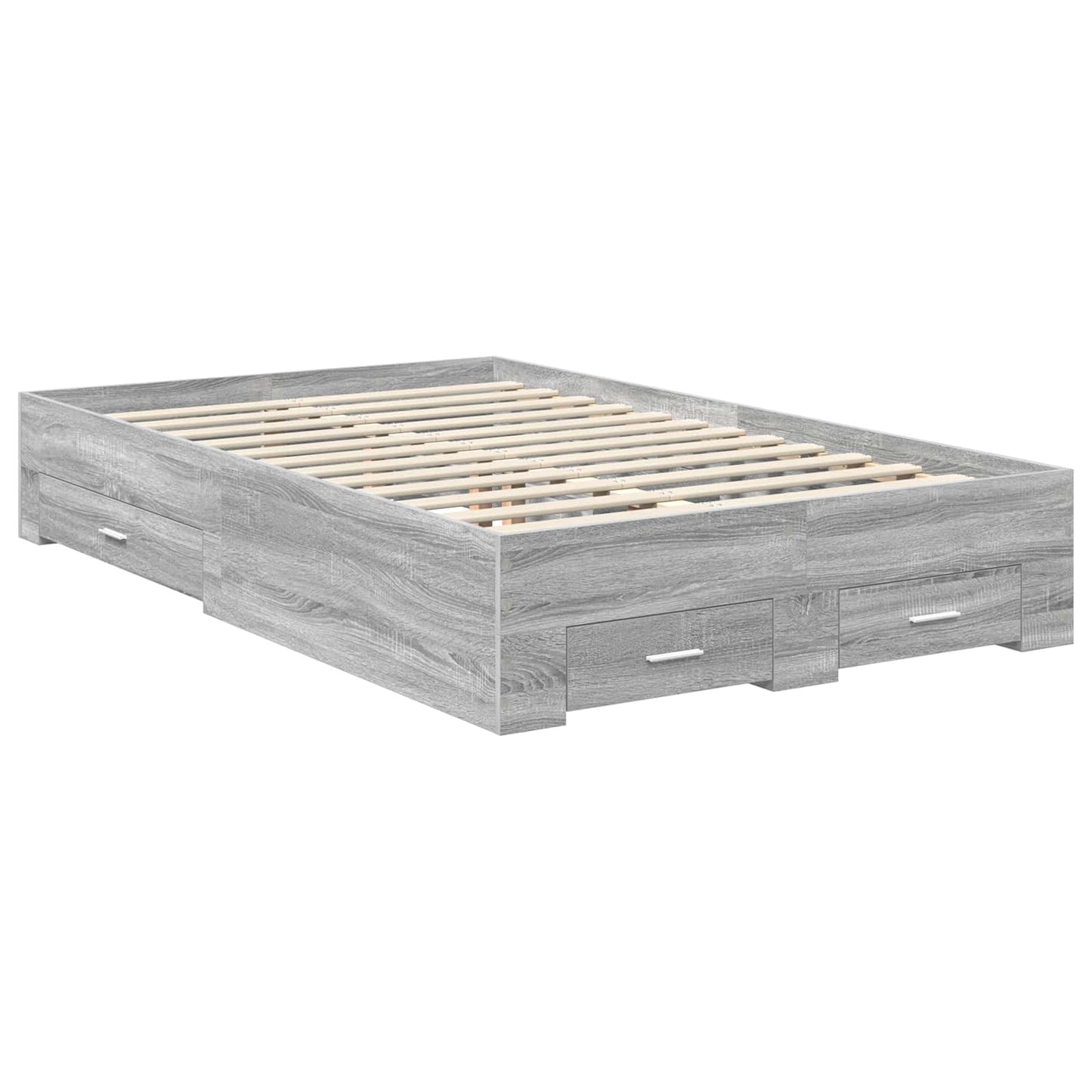 vidaXL Bed Frame with Drawer Grey Sonoma 120 x 200 cm Engineered Wood