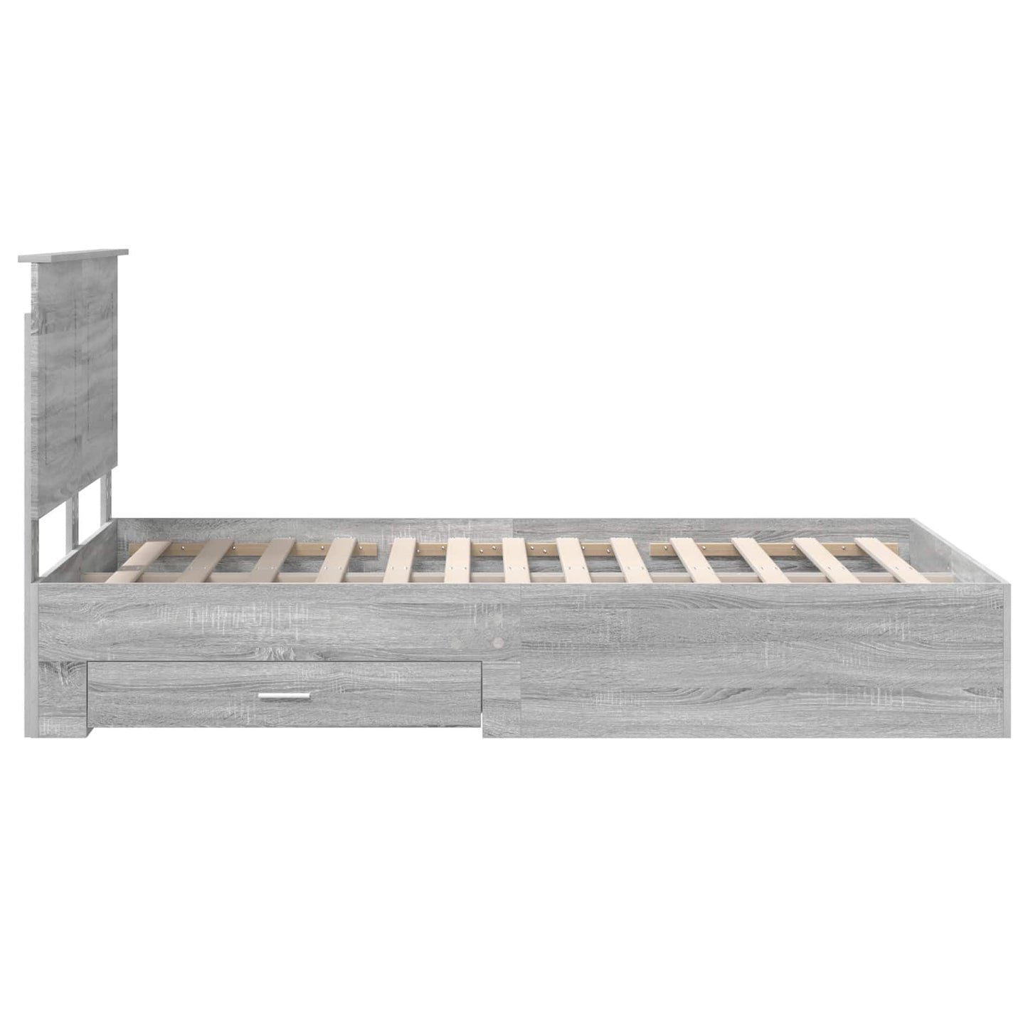 vidaXL Bed Frame with Drawer Grey Sonoma 120 x 200 cm Engineered Wood