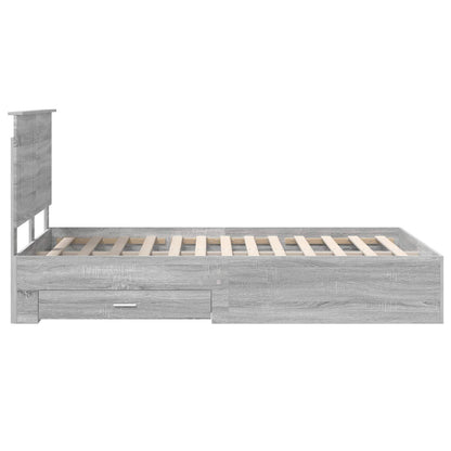vidaXL Bed Frame with Drawer Grey Sonoma 120 x 200 cm Engineered Wood