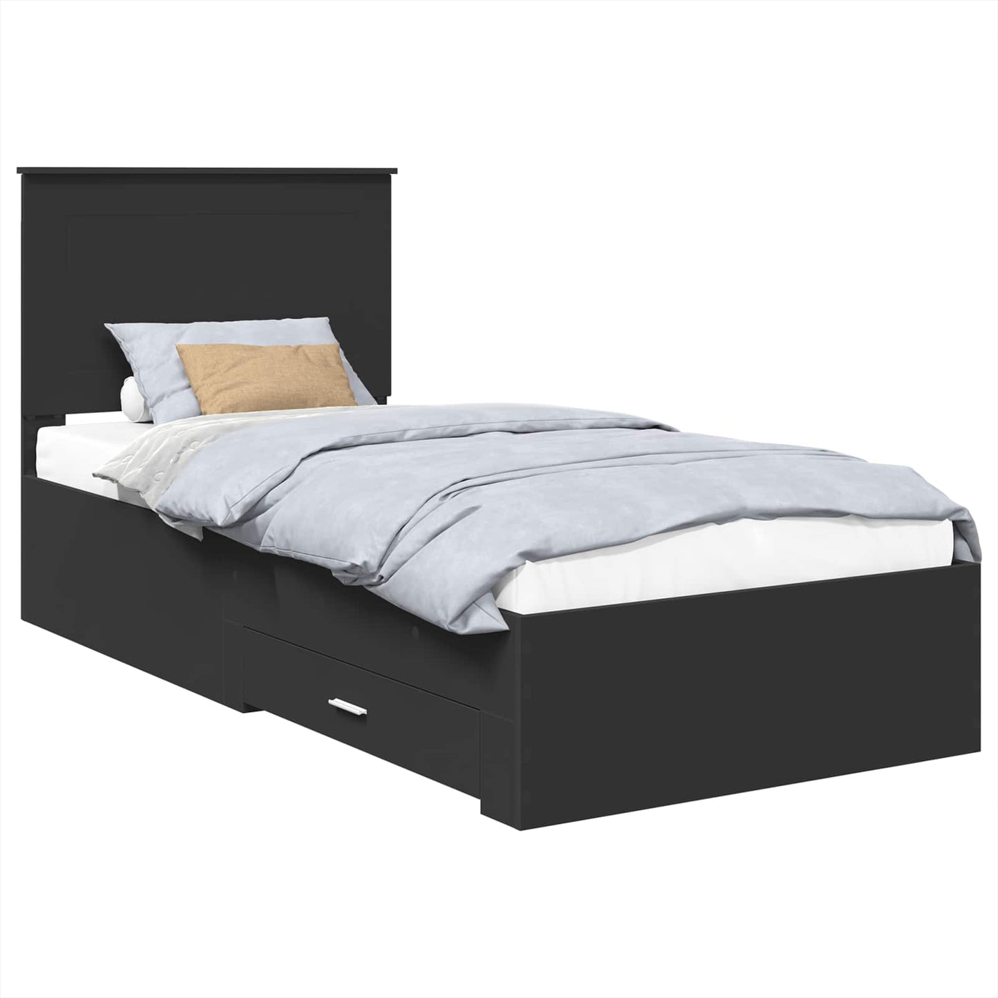 vidaXL Bed Frame Black and Silver 100 x 200 cm Engineered Wood