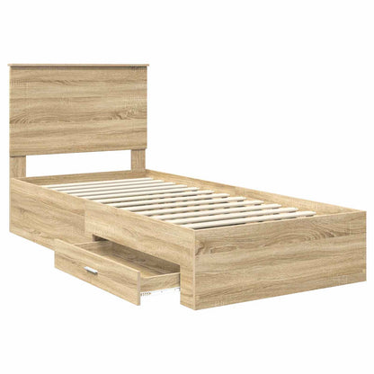 vidaXL Bed Frame with Drawer Sonoma Oak 100 x 200 cm Engineered Wood