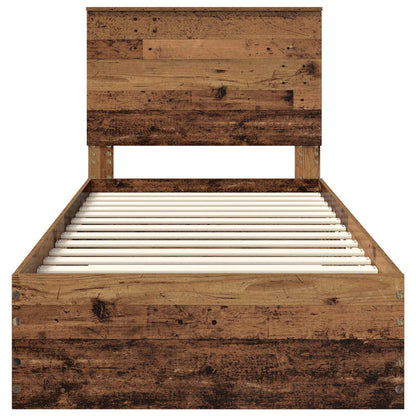 vidaXL Bed Frame with Headboard Old Wood 100 x 200 cm Engineered Wood