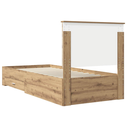 vidaXL Bed Frame with Drawer Artisan Oak 100 x 200 cm Engineered Wood