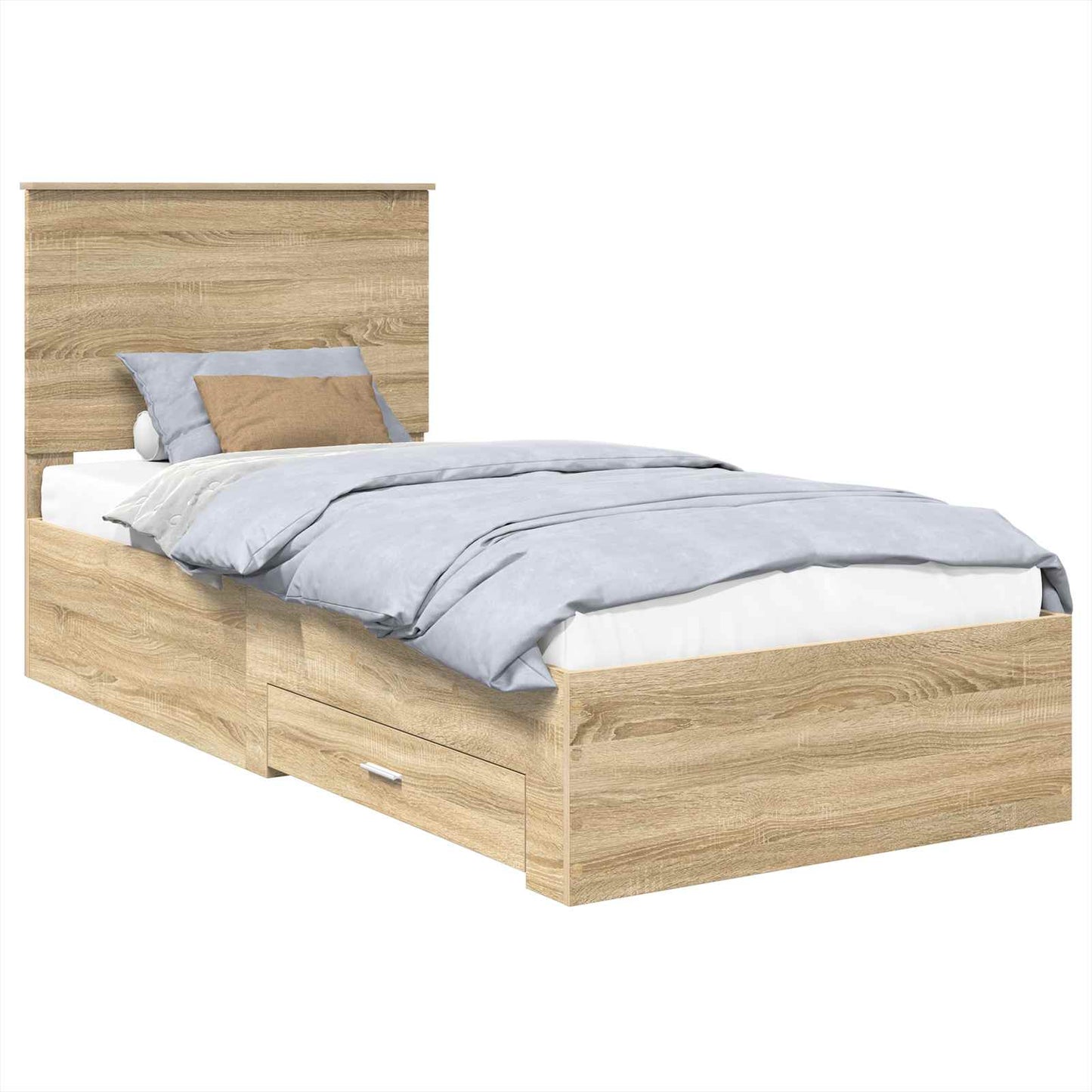 vidaXL Bed Frame with Headboard Sonoma Oak 90 x 190 cm Engineered Wood