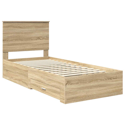 vidaXL Bed Frame with Headboard Sonoma Oak 90 x 190 cm Engineered Wood