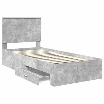 vidaXL Bed Frame with Drawer Concrete Grey 90 x 190 cm Engineered Wood