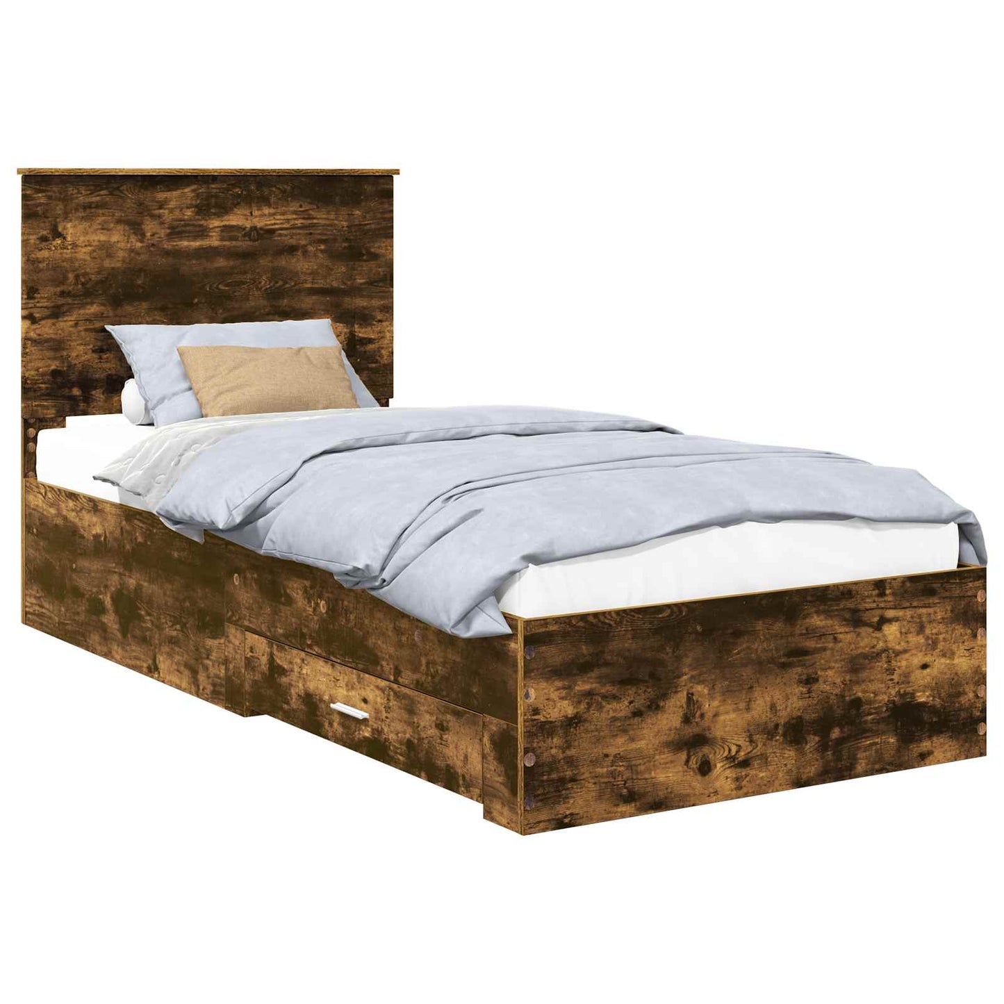 vidaXL Bed Frame with Headboard Smoked Oak 90 x 190 cm Engineered Wood