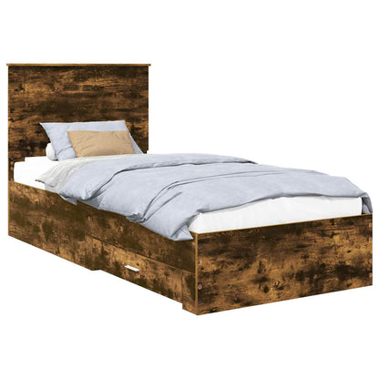 vidaXL Bed Frame with Headboard Smoked Oak 90 x 190 cm Engineered Wood