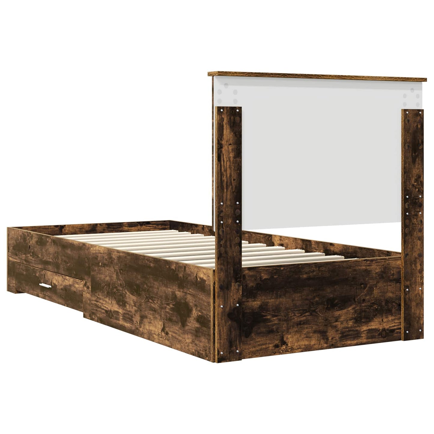 vidaXL Bed Frame with Headboard Smoked Oak 90 x 190 cm Engineered Wood