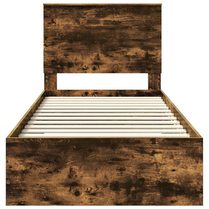vidaXL Bed Frame with Headboard Smoked Oak 90 x 190 cm Engineered Wood