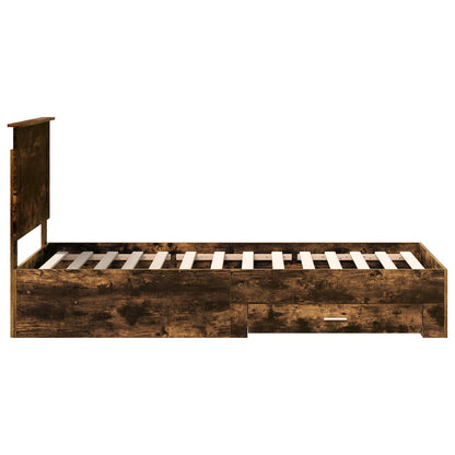 vidaXL Bed Frame with Headboard Smoked Oak 90 x 190 cm Engineered Wood