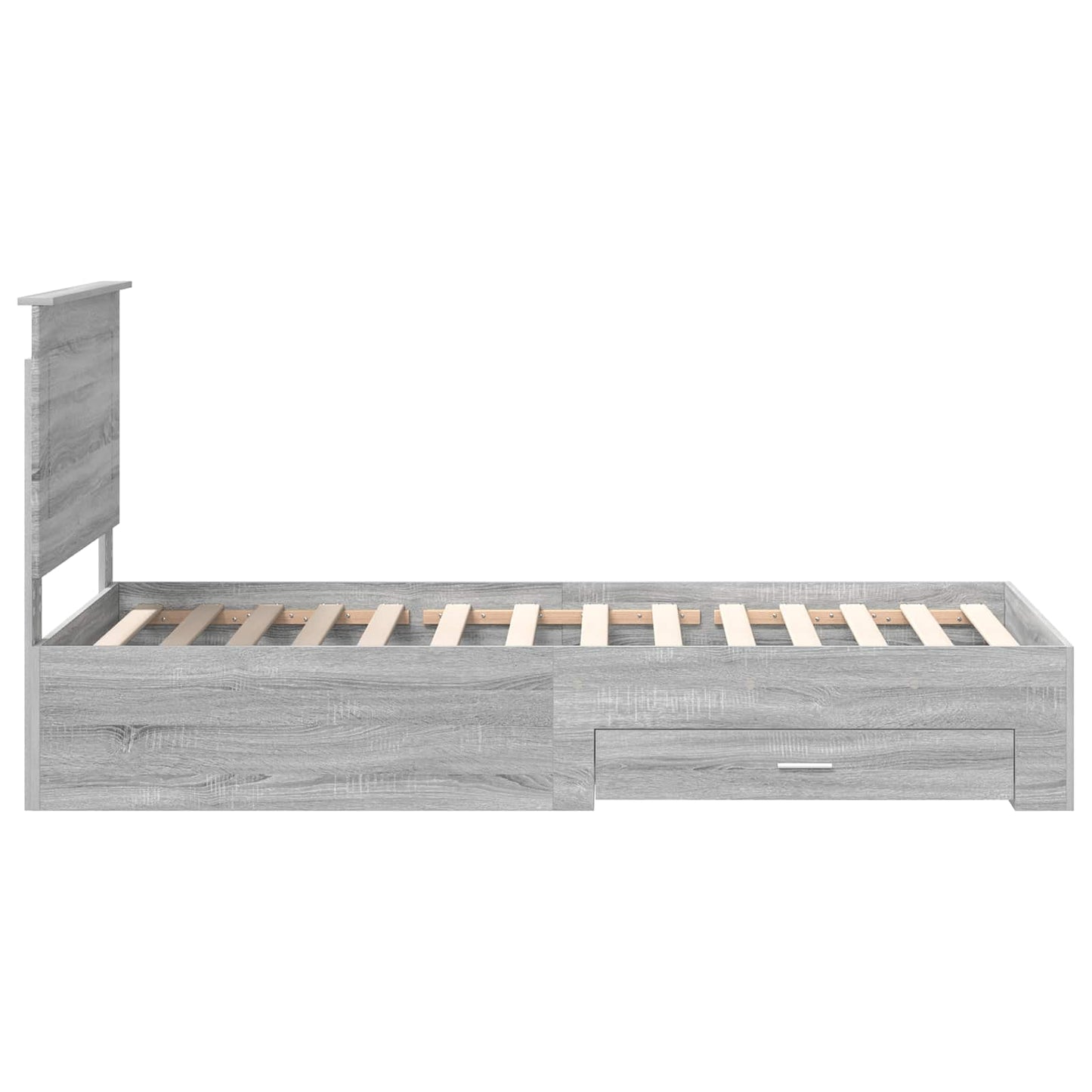 vidaXL Bed Frame with Drawer Grey Sonoma 90 x 190 cm Engineered Wood
