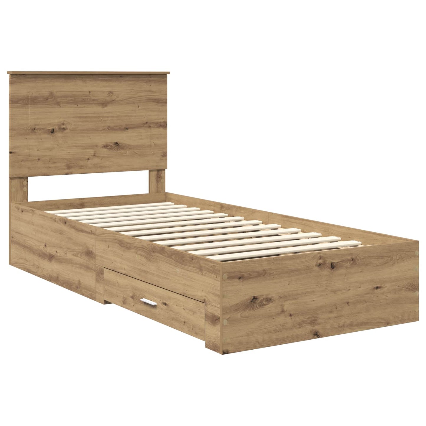 vidaXL Bed Frame with Drawer Artisan Oak 90 x 190 cm Engineered Wood