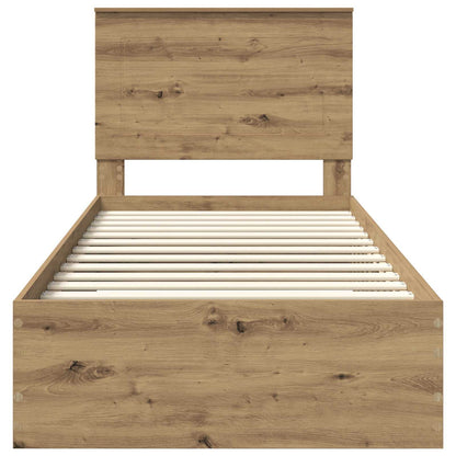 vidaXL Bed Frame with Drawer Artisan Oak 90 x 190 cm Engineered Wood