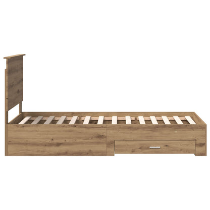 vidaXL Bed Frame with Drawer Artisan Oak 90 x 190 cm Engineered Wood