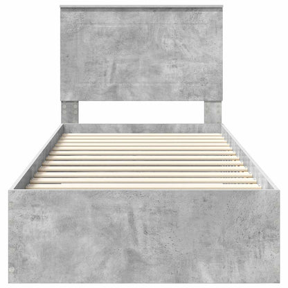 vidaXL Bed Frame with Drawer Concrete Grey 90 x 200 cm Engineered Wood