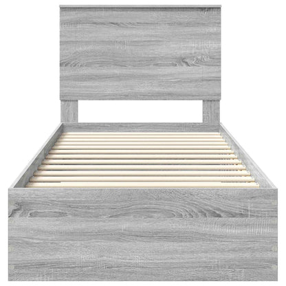 vidaXL Bed Frame with Drawer Grey Sonoma 90 x 200 cm Engineered Wood