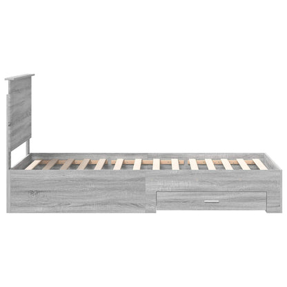 vidaXL Bed Frame with Drawer Grey Sonoma 90 x 200 cm Engineered Wood