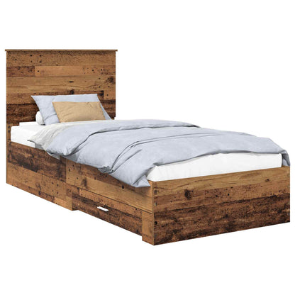 vidaXL Bed Frame with Headboard Old Wood 90 x 200 cm Engineered Wood